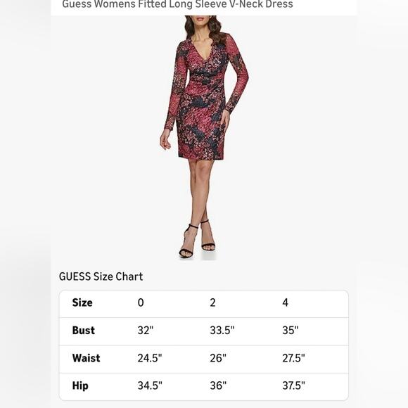 Guess Women's Long Sleeve Floral Dress - Pink and Black - Picture 4 of 4